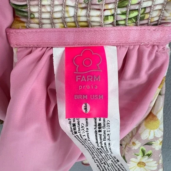 FARM RIO Tangerine Dream Flutter Sleeve Bikini Top Womens Medium Pink Floral NEW - Picture 10 of 12